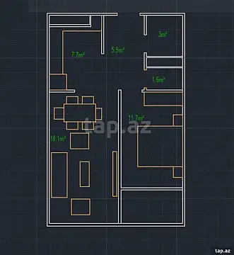 Satılır 2 otaqlı yeni tikili 56.8 m²