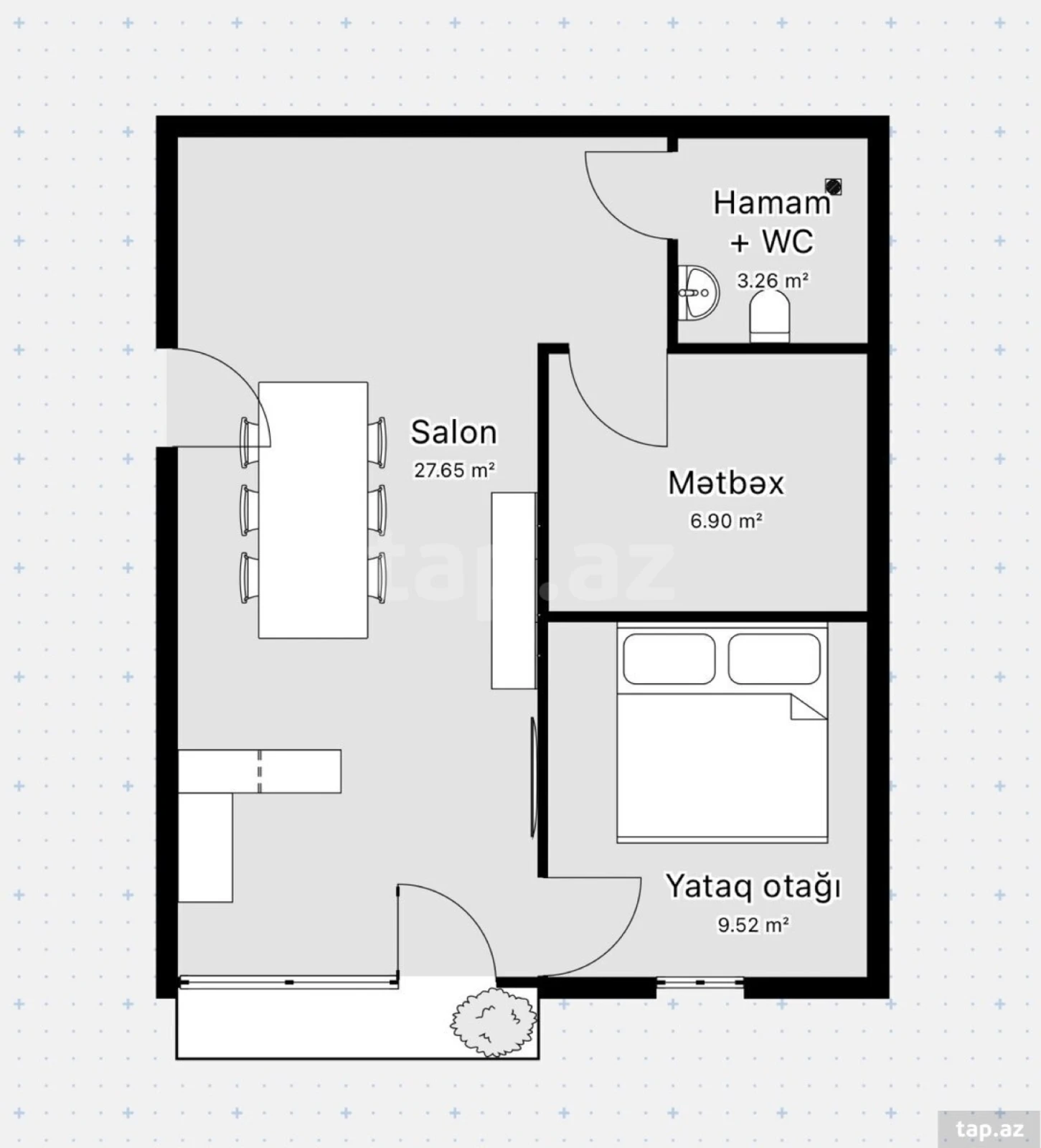 Kirayə verilir 2 otaqlı yeni tikili 50 m²