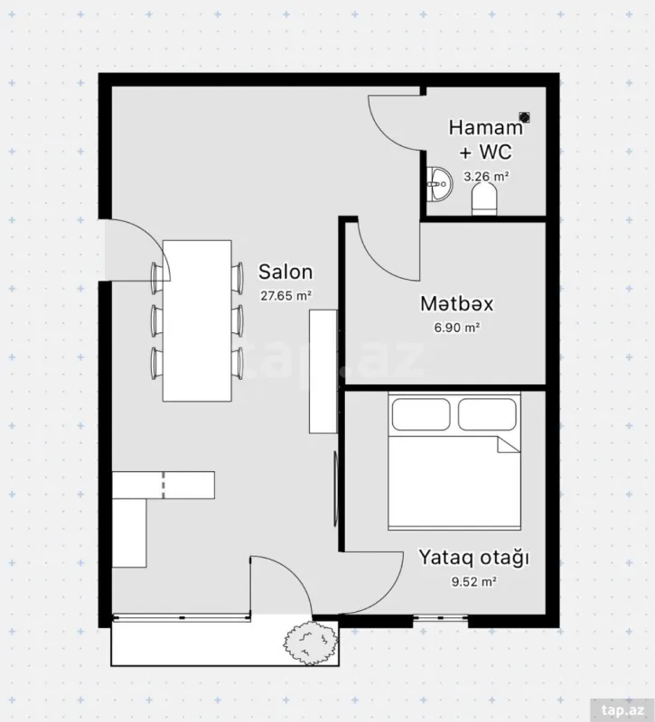 Kirayə verilir 2 otaqlı yeni tikili 50 m²