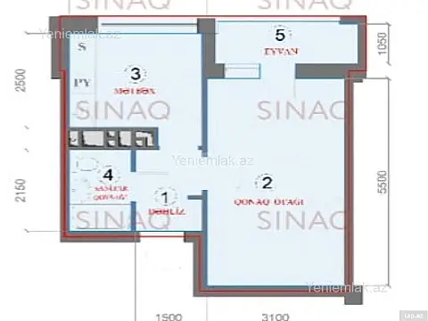 Satılır 1 otaqlı yeni tikili 44 m²