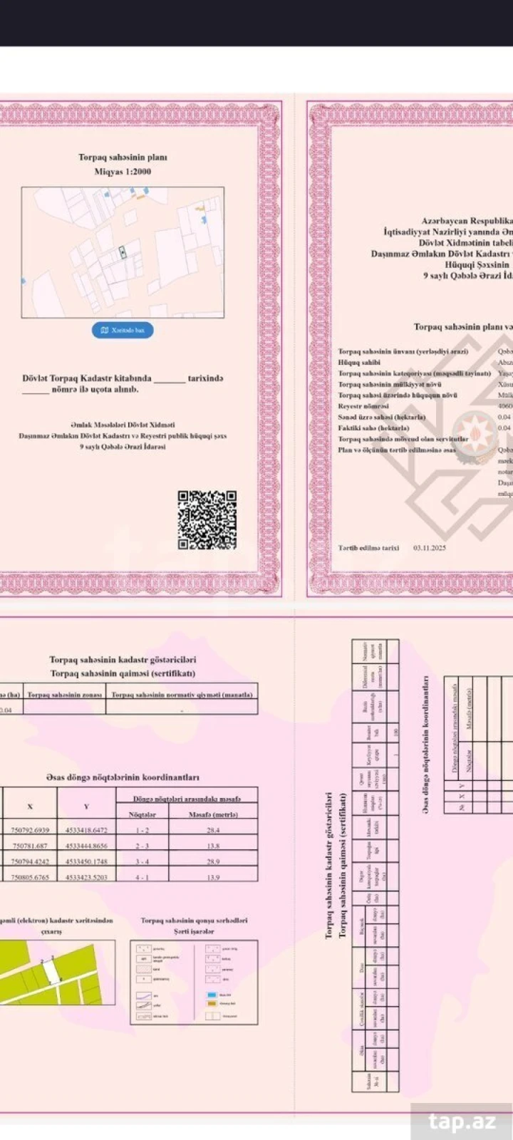 Satılır torpaq sahəsi