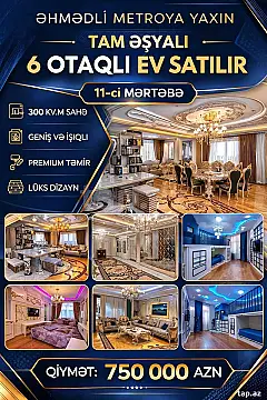 Satılır 6 otaqlı yeni tikili 300 m²
