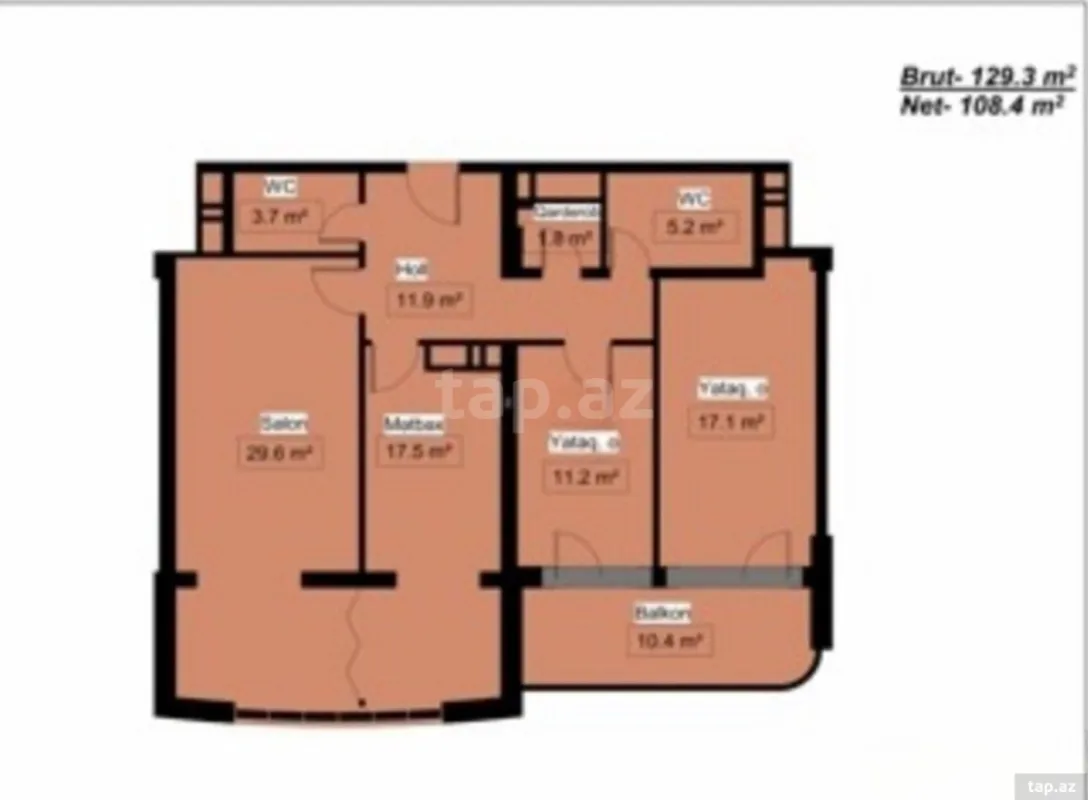 Satılır 3 otaqlı yeni tikili 129 m²