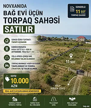 Satılır torpaq sahəsi — Sumqayıt, Novxanı