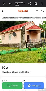 Kirayə verilir 3 otaqlı həyət evi 70 m² — Qax 3 otaq 70.00 m²