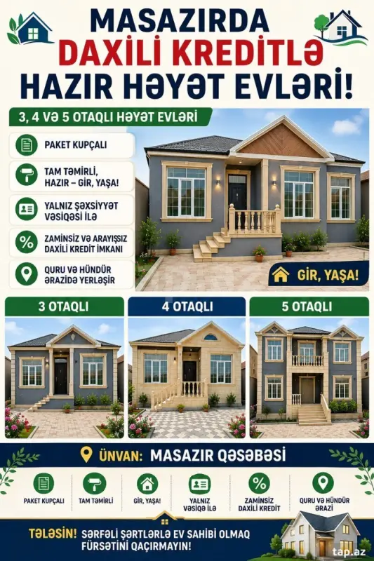 Satılır 3 otaqlı həyət evi 75 m²