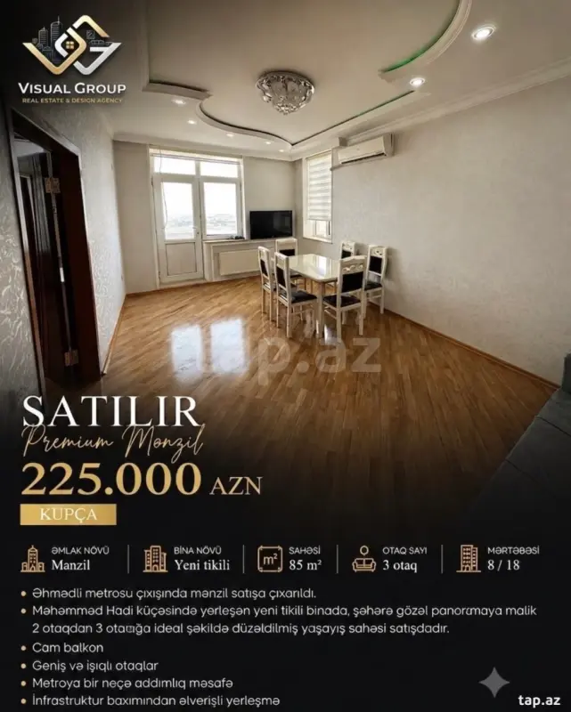 Satılır 3 otaqlı yeni tikili 85 m²