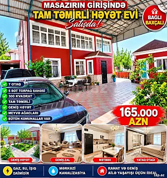 Satılır 7 otaqlı həyət evi 300 m² — Bakı, Masazır 7 otaq 300.00 m²