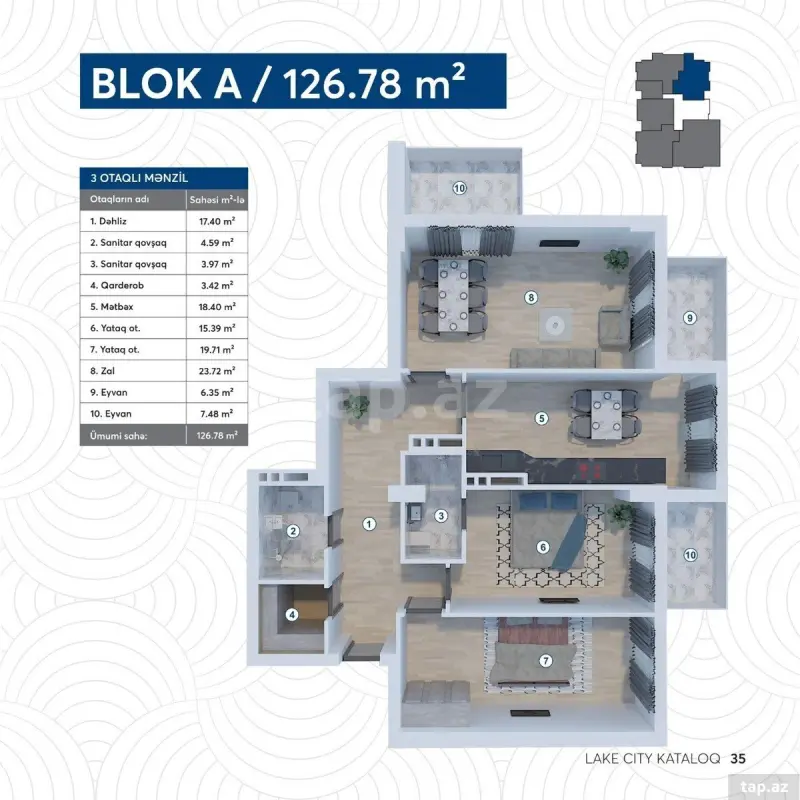 Satılır 3 otaqlı yeni tikili 126.7 m²
