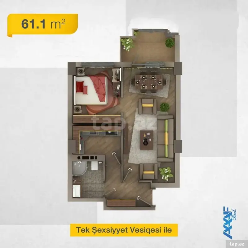 Satılır 2 otaqlı yeni tikili 61.3 m²
