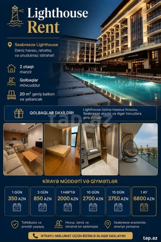 Kirayə verilir 2 otaqlı yeni tikili 78 m²