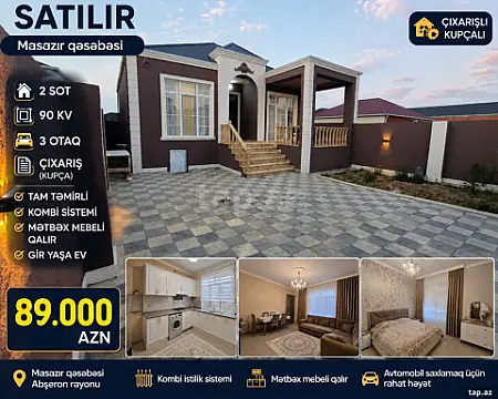 Satılır 3 otaqlı həyət evi 90 m² — Bakı, Masazır 3 otaq 90.00 m²