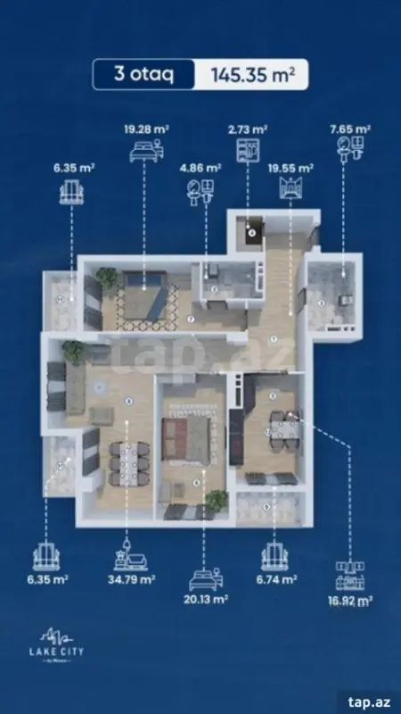 Satılır 3 otaqlı yeni tikili 145 m²