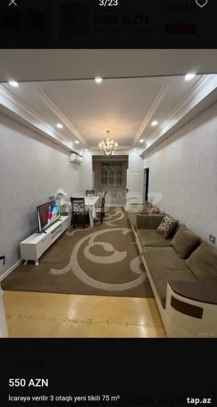 Kirayə verilir 3 otaqlı yeni tikili 75 m²