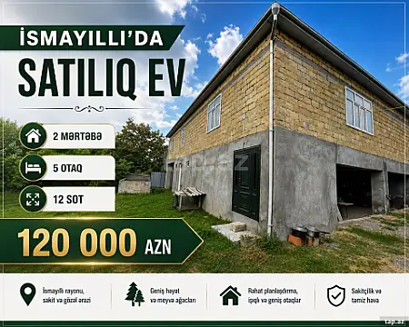 Satılır 6 otaqlı həyət evi 1200 m² — İsmayıllı 6 otaq 1200.00 m²