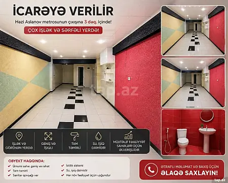 Kirayə verilir obyekt — Bakı, Həzi Aslanov qəs.