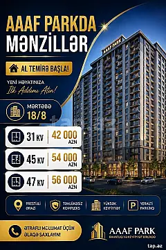 Satılır 1 otaqlı yeni tikili 31 m² — Xırdalan 1 otaq 31.00 m²