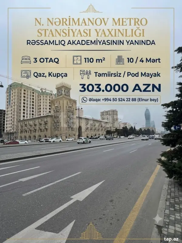 Satılır 3 otaqlı yeni tikili 110 m²