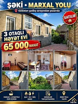 Satılır 3 otaqlı həyət evi 120 m² — Şəki 3 otaq 120.00 m²