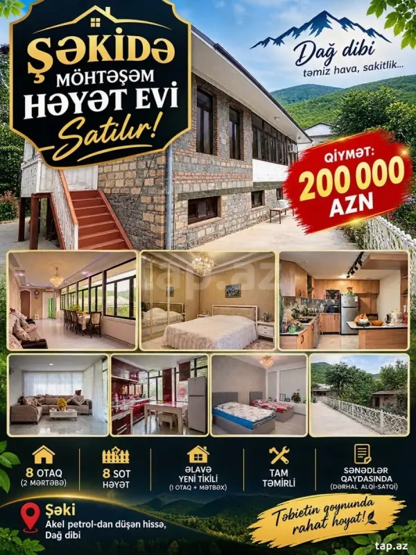 Satılır 9 otaqlı həyət evi 200 m²