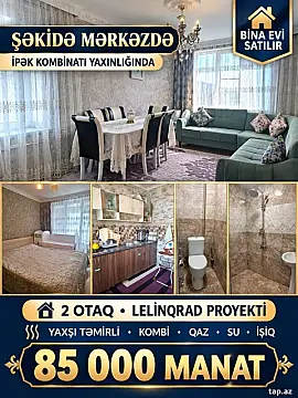 Satılır 2 otaqlı mənzil 54 m² — Şəki 2 otaq 54.00 m²