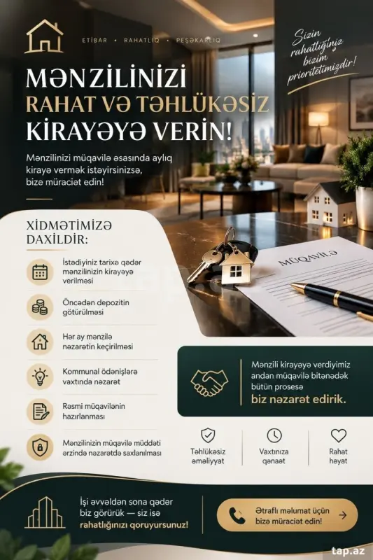 Kirayə verilir 3 otaqlı yeni tikili 99 m²