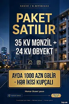 Satılır 1 otaqlı mənzil 60 m² — Bakı, Memar Əcəmi yanı 1 otaq 60.00 m²