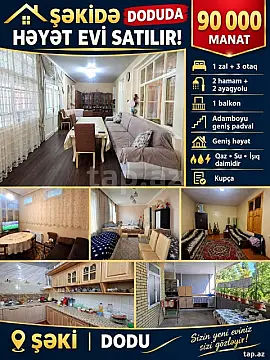 Satılır 4 otaqlı həyət evi 130 m² — Şəki 4 otaq 130.00 m²