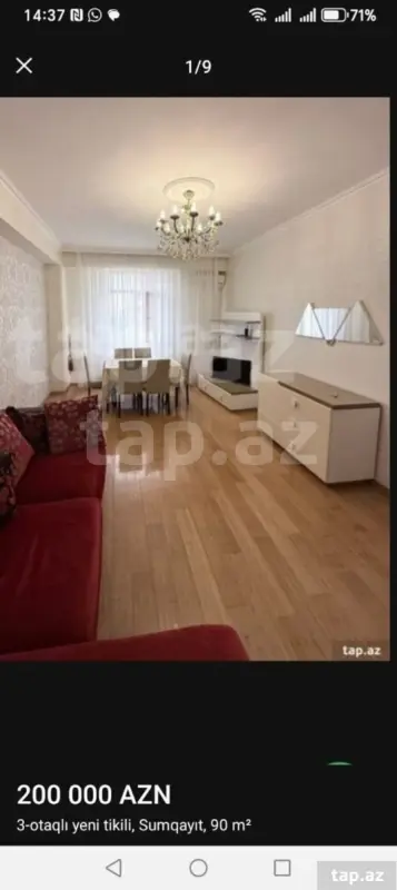 Kirayə verilir 3 otaqlı yeni tikili 90 m²