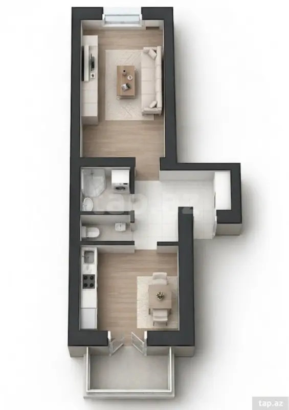 Satılır 1 otaqlı mənzil 36.5 m²