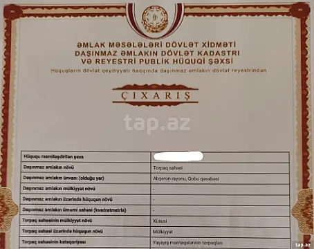 Satılır torpaq sahəsi — Bakı, Qobustan qəs.