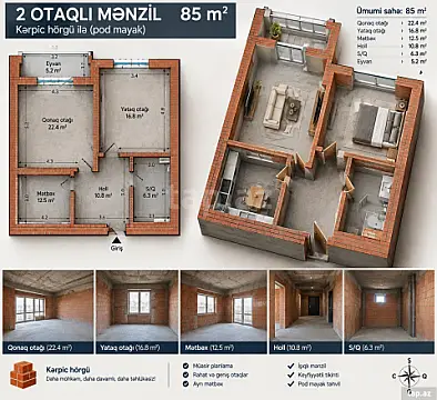 Satılır 2 otaqlı yeni tikili 85 m² — Bakı, Masazır 2 otaq 85.00 m²