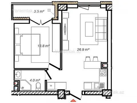 Satılır 2 otaqlı yeni tikili — Bakı 2 otaq