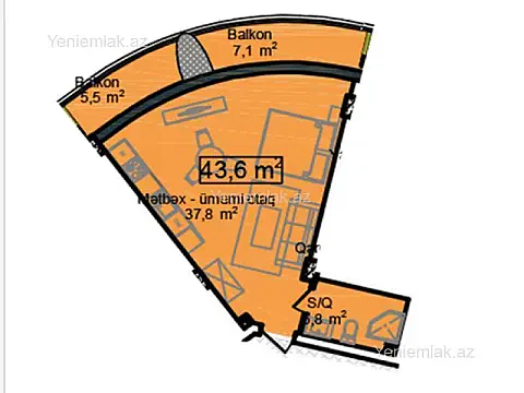 Satılır 1 otaqlı yeni tikili 56.2 m² — Bakı, Sabunçu 1 otaq 56.20 m²