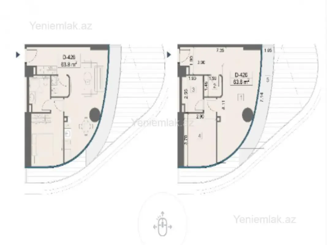 Satılır 1 otaqlı yeni tikili 75.5 m²