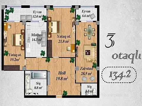 Satılır 3 otaqlı yeni tikili 134 m² — Bakı, Nərimanov 3 otaq 134.00 m²