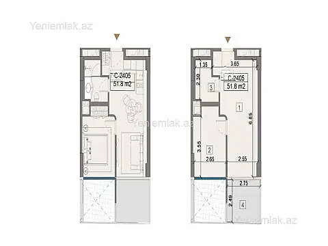 Satılır 1 otaqlı yeni tikili 51.8 m² — Bakı, Sabunçu 1 otaq 51.80 m²