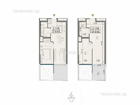 Satılır 1 otaqlı yeni tikili 51.8 m² — Bakı, Sabunçu 1 otaq 51.80 m²