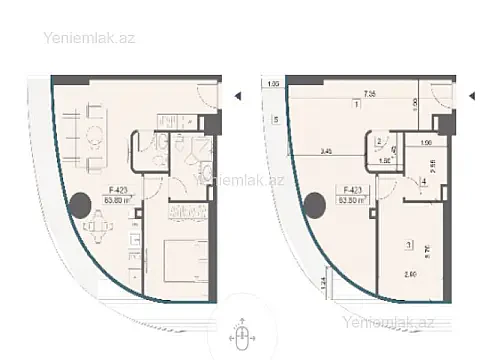 Satılır 1 otaqlı yeni tikili 63.8 m² — Bakı, Sabunçu 1 otaq 63.80 m²
