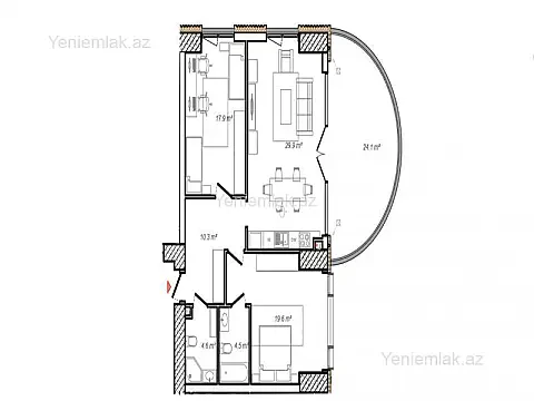 Satılır 1 otaqlı yeni tikili 128.5 m² — Bakı, Sabunçu 1 otaq 128.50 m²