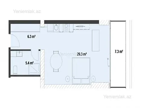 Satılır 1 otaqlı yeni tikili 57.2 m² — Bakı, Sabunçu 1 otaq 57.20 m²