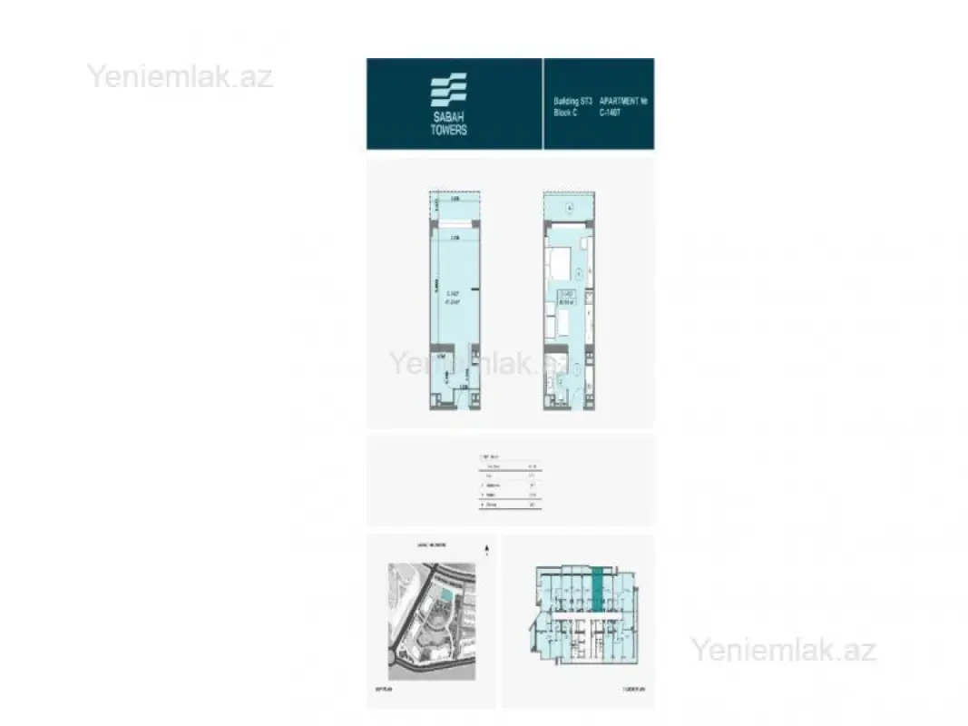 Satılır 1 otaqlı yeni tikili 41.34 m²