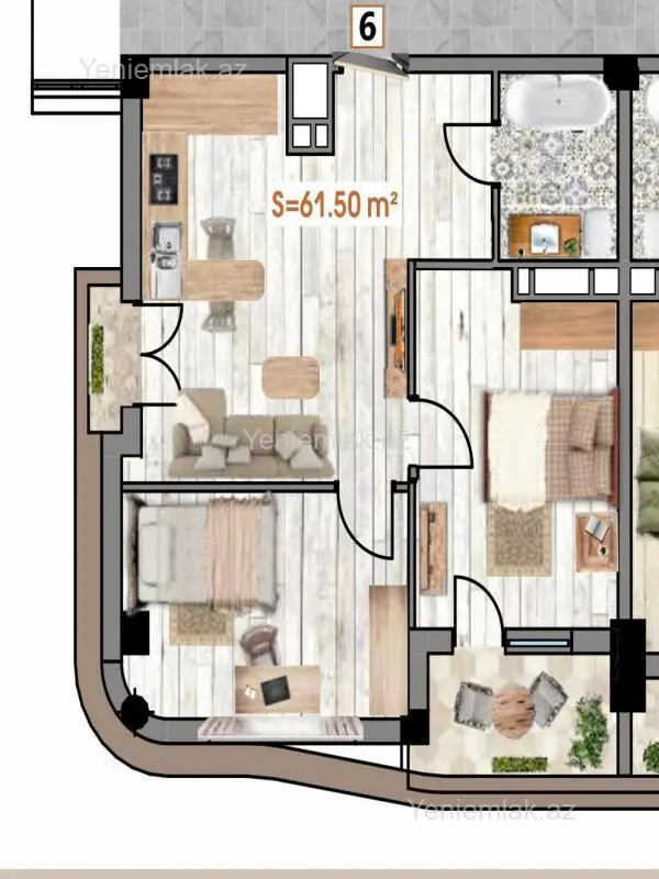 Satılır 3 otaqlı yeni tikili 61 m²
