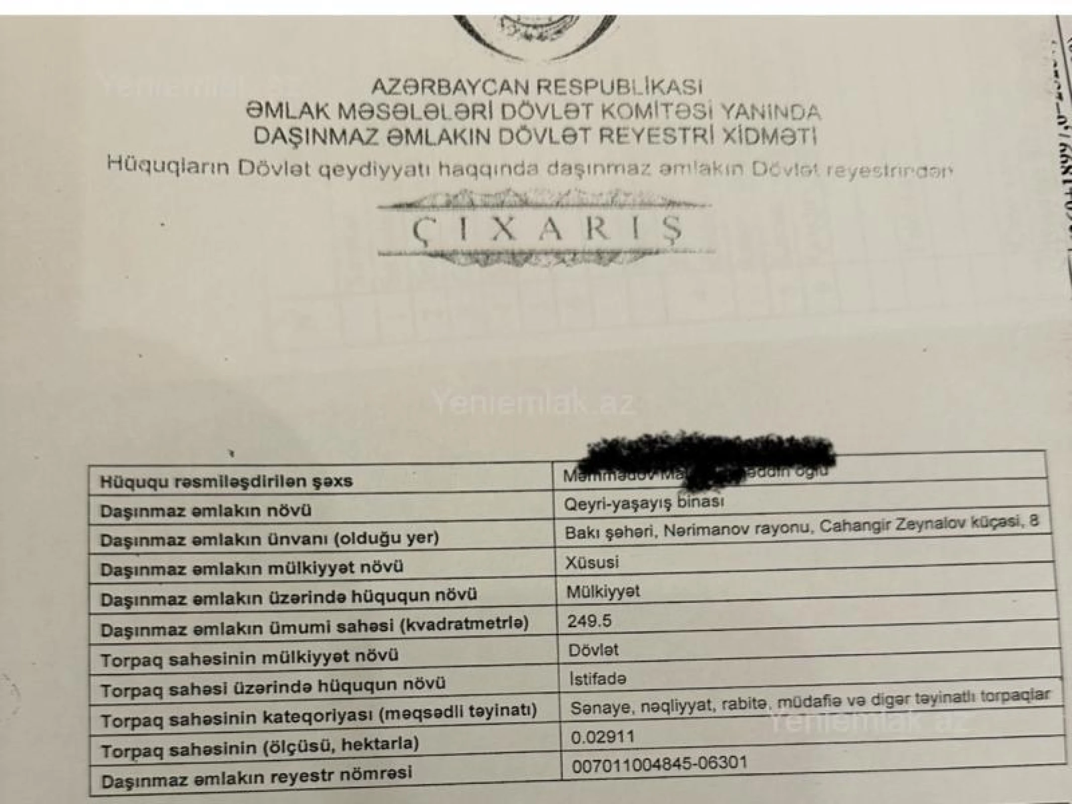 Satılır 8 otaqlı obyekt 500 m²