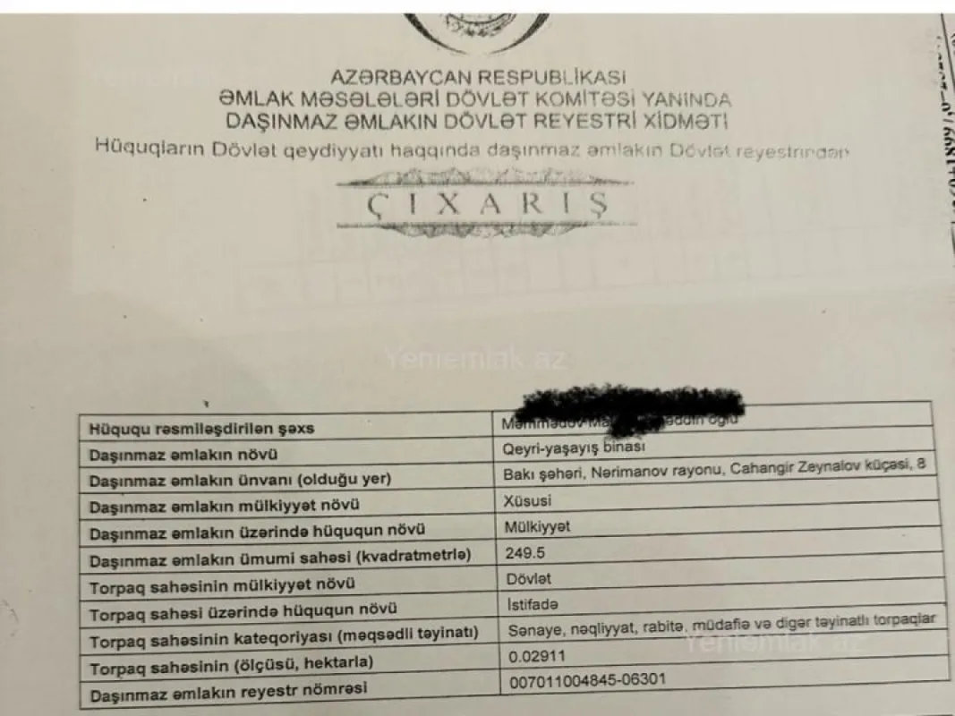 Satılır 8 otaqlı obyekt 500 m²