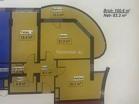 Satılır 2 otaqlı yeni tikili 101 m²