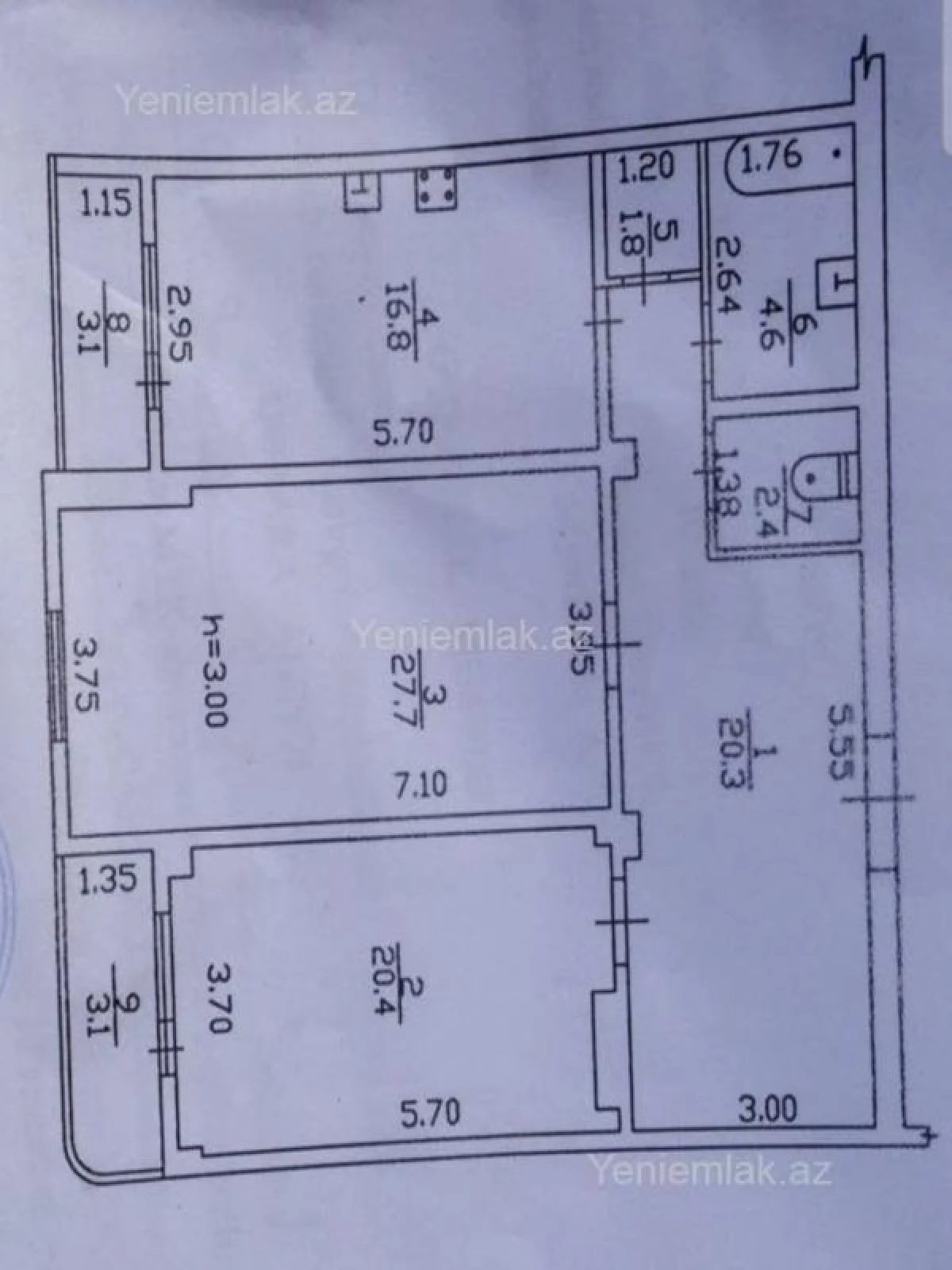 Satılır 2 otaqlı köhnə tikili 98 m²