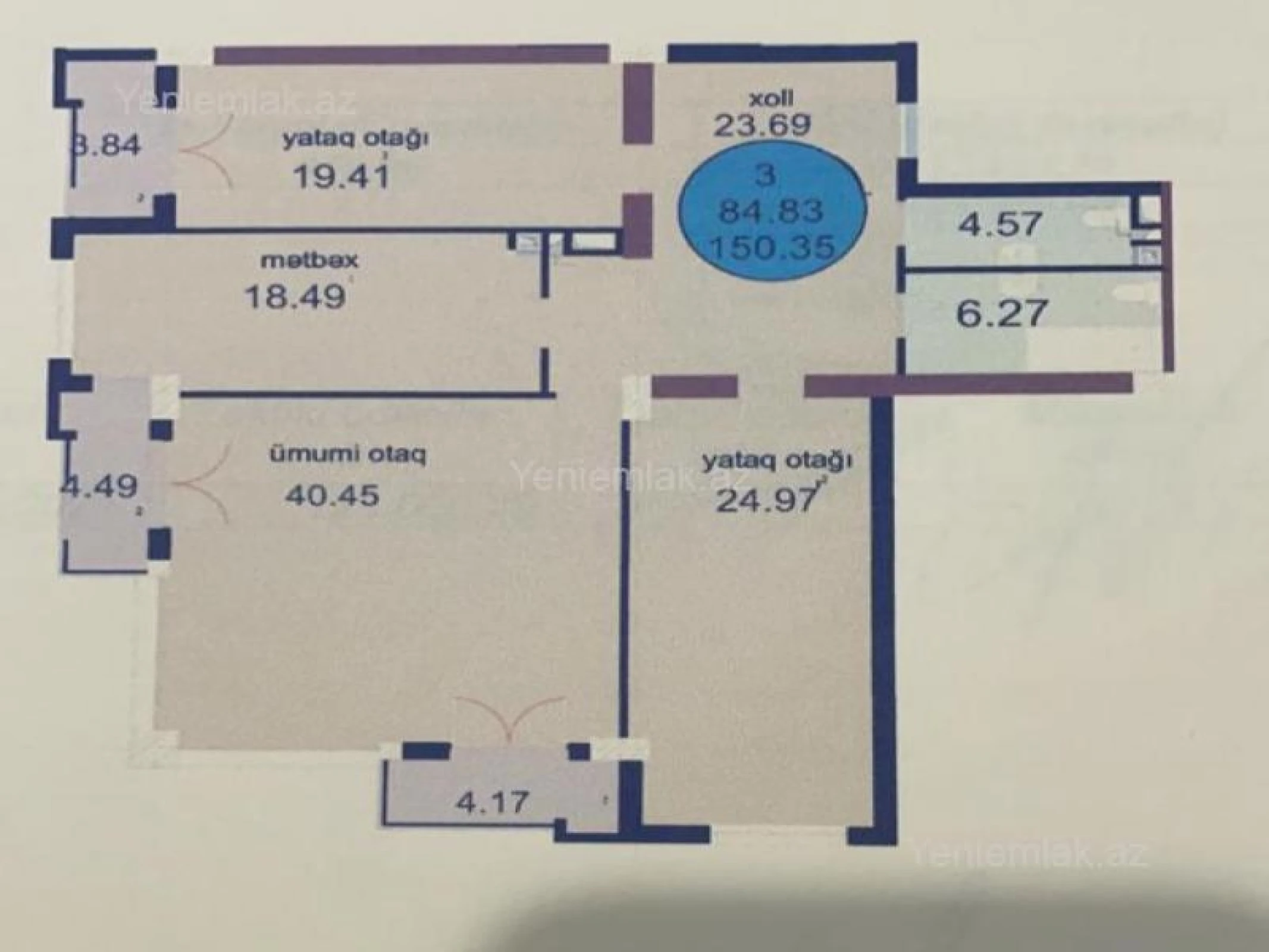 Satılır 3 otaqlı yeni tikili 151 m²
