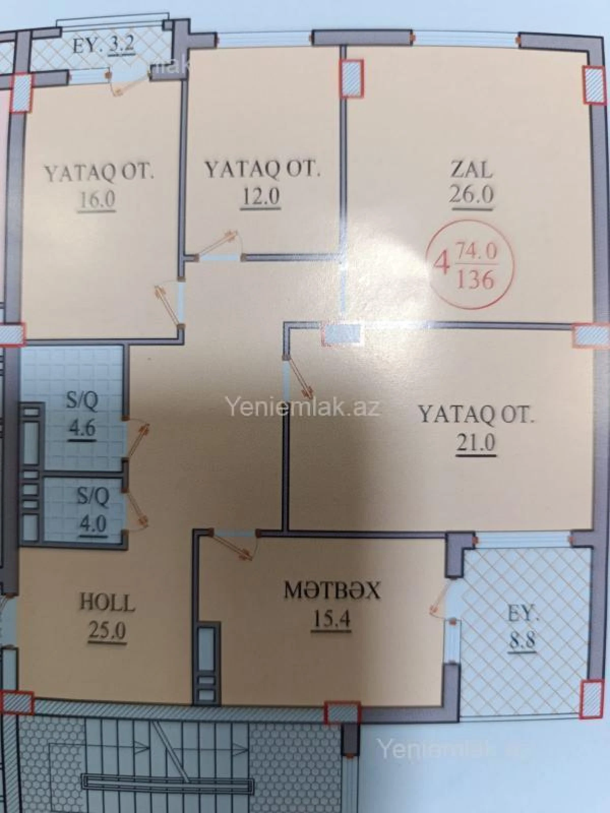 Satılır 4 otaqlı yeni tikili 136 m²