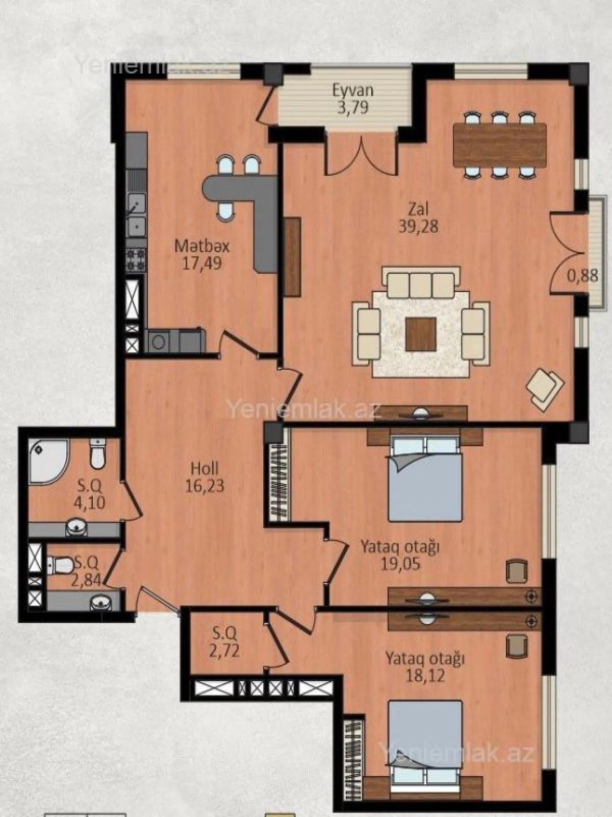 Satılır 4 otaqlı yeni tikili 125 m²